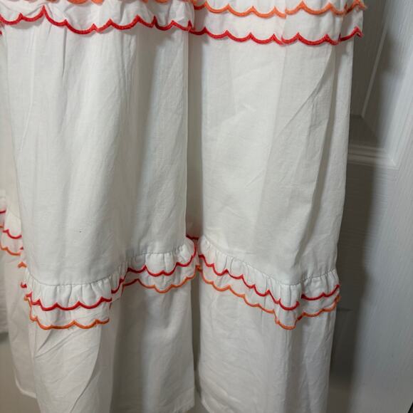 J Crew women’s white midi sundress. Size 6. Cottagecore Whimsical Cotton ruffles - Picture 2 of 10